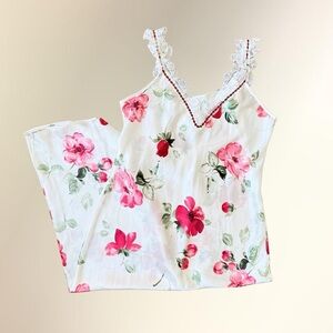 Floral Lace Trim Private Lux Slip Maxi Dress